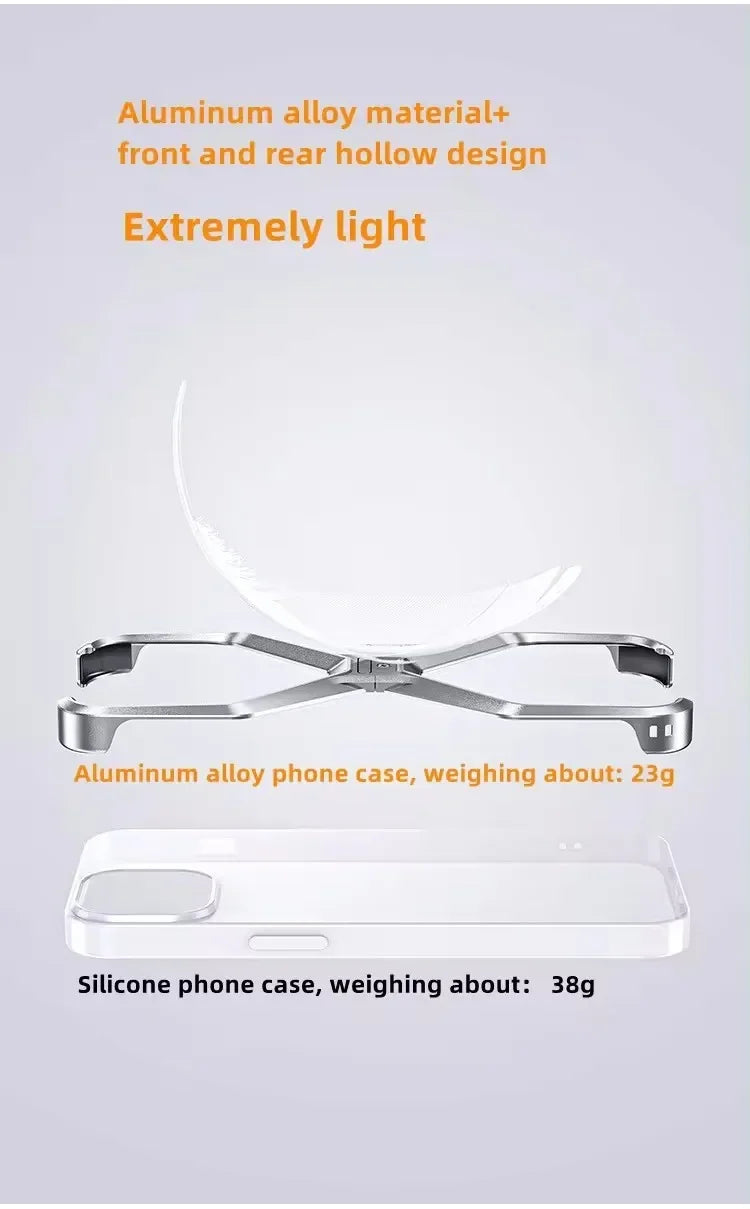 Aluminum Alloy X-shaped Metal Frame  Phone Case for IPhone 16 15 Pro Max 14 13 Military Grade Drop Protection Cover - Caseverse