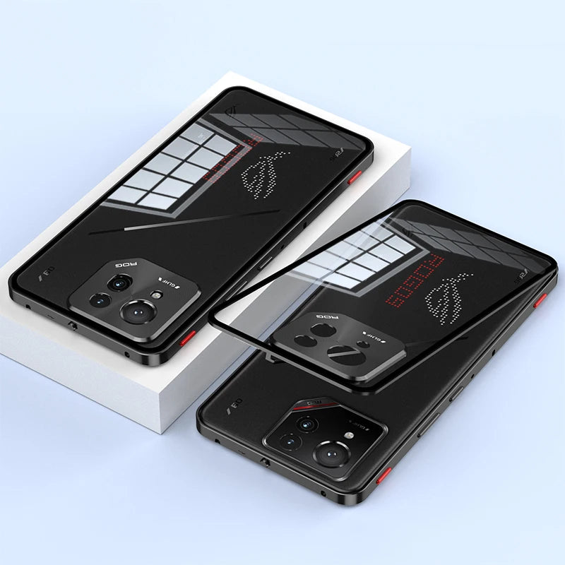Metal Bumper Phone Case lock buckle For ASUS ROG Phone 9 Pro Single sided Tempered Glass Back Full Lens Protection Cover cases
