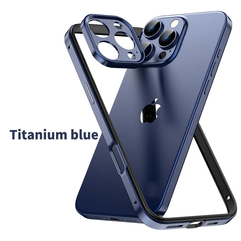 Camera Protection + Hybrid Silicone Frame Aluminum Metal Phone Case For iPhone 16 Pro Max 15 14 13 Better Heat Bumper