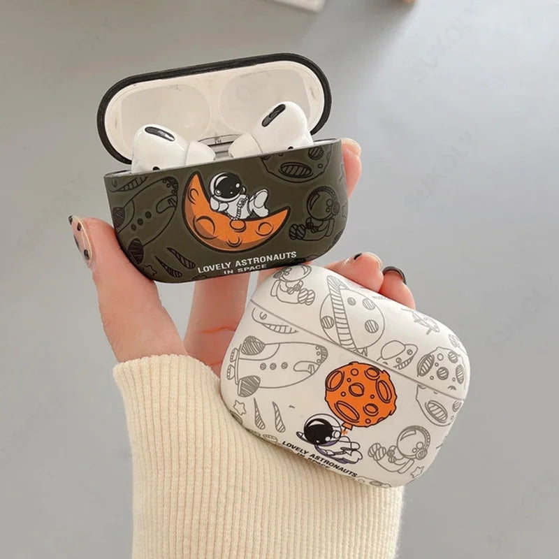 Astronaut Space Moon Earphone Soft Case for Apple Airpods 3 2 1 Pro 2 4 2024 Headphone Cover for Air Pods Pro2 3rd Gen Custodia