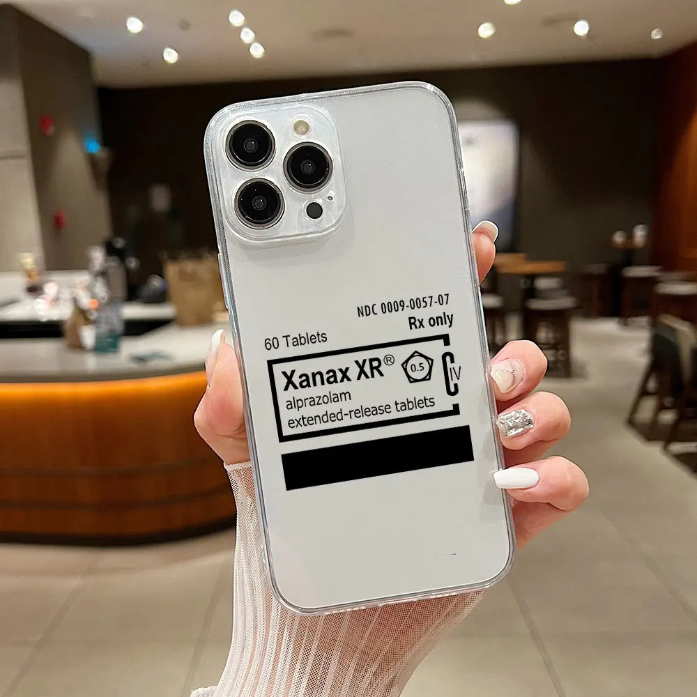 XANAX Chill Pill Phone Case For iPhone 15 14 13 12 11 Mini Pro Max X XR XSMax 6S 6 7 8 Plus SE20 Transparent Cover - Caseverse