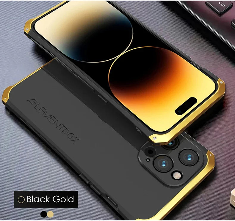 Metal Frame PC Phone Case for IPhone 13 12 14 15 Pro Max Aluminum Anti-collision Strip Silica Gel Back Cover for IPHON 15 Promax