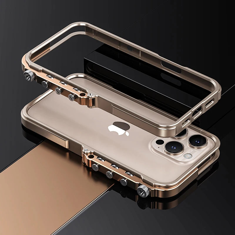 New Mechanical Aluminum Alloy Frame Phone Case For iPhone 16 15 Pro Max Metal Bumper Shell for Iphone 16Promax Shockproof Cover