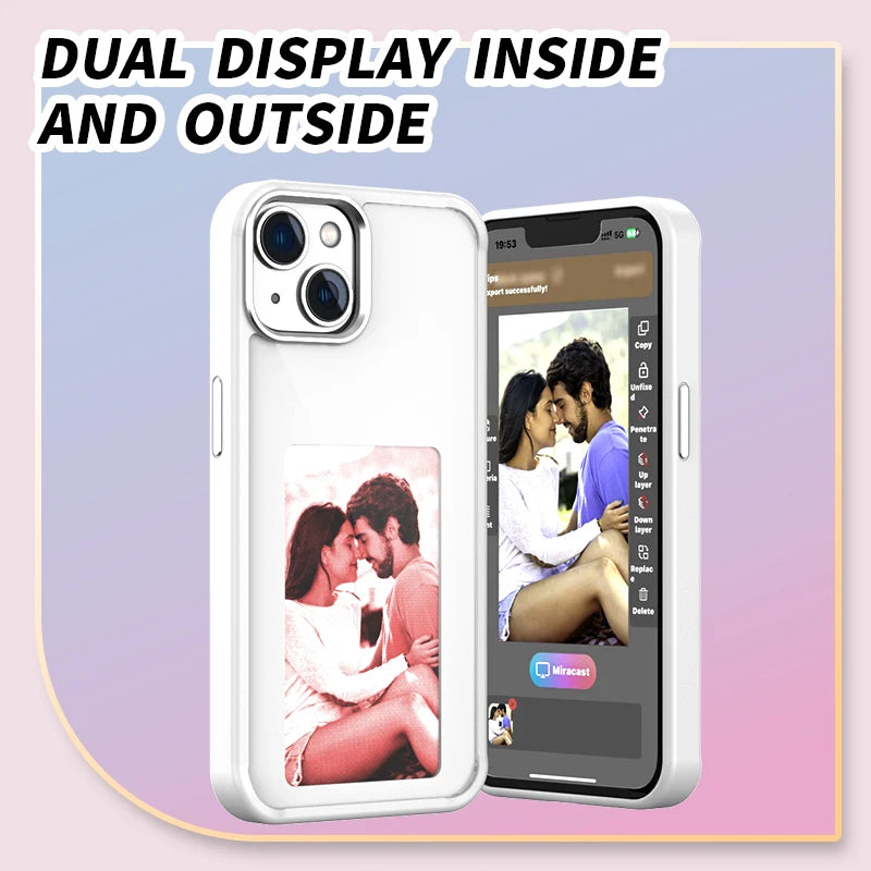 E-ink Screen Smart Phone Case NFC Functions Case For Fundas iphone 13 Case iPhone 15 14 Pro Max DIY Case - Caseverse