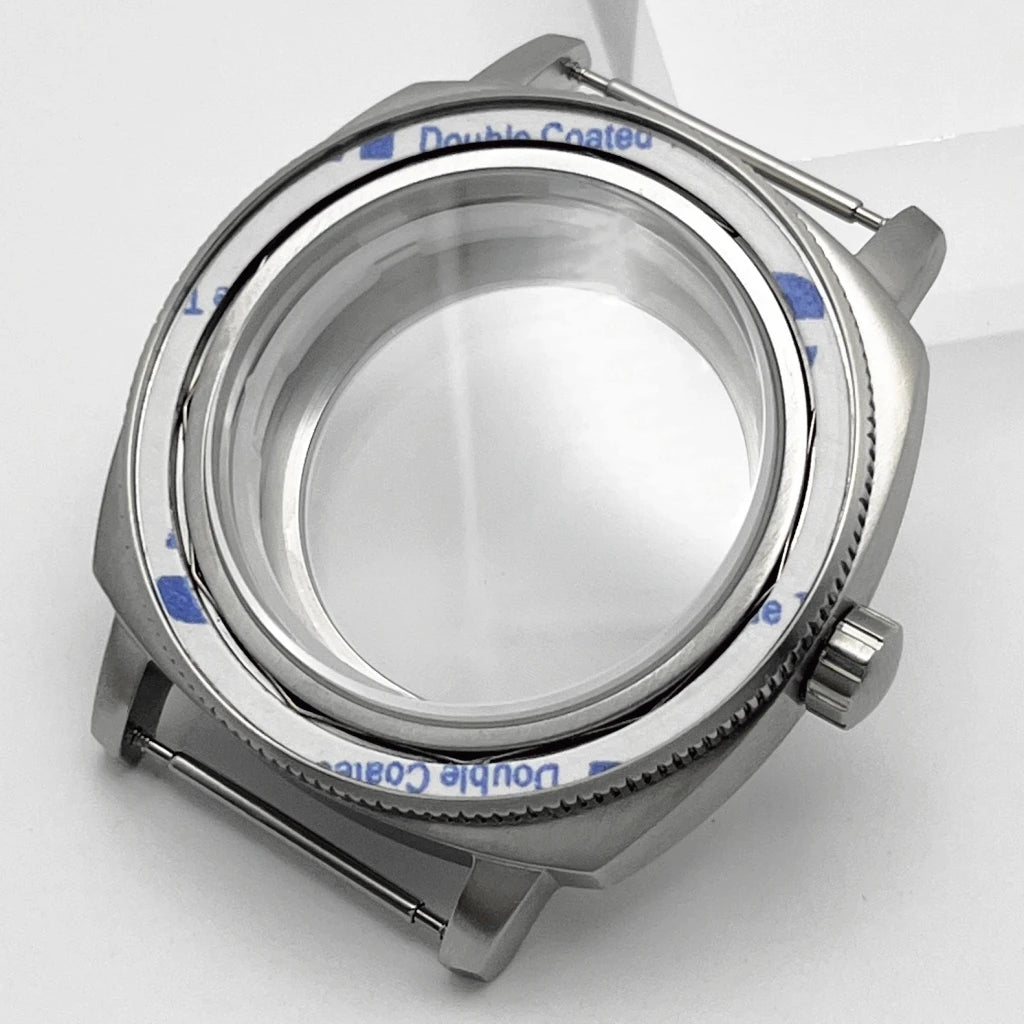 42mm Silver Watch Case Sapphire Glass Watch Case Plane Ceramic Bezel Fit NH35 NH36 Movement Watch Accessories