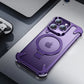 Aluminum Alloy Magnetic Stand Rimless Phone Case For iPhone 13 14 15 Pro Max 15Plus Metal Lens Shell  Frosted Matte Back Cover - Caseverse