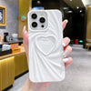 Fashion Fold Wrinkle 3D Love Heart Phone Case For iPhone 13 14 15 Pro Max 16 Plus 11 12 ProMax Soft Matte Silicone Full Cover - Caseverse