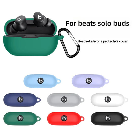 【Logo Visible 】Case for Beats Solo Buds with Keychain Soft Silicone Scratch Resistant Protective Case for Beats Solo Buds 2024