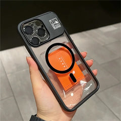 Hot Sale Glitter Metal Magnetic Phone Case with Lens Holder for iPhone 15 16 Pro 14 Plus 13 12 Pro Max 11 With Camera Protection