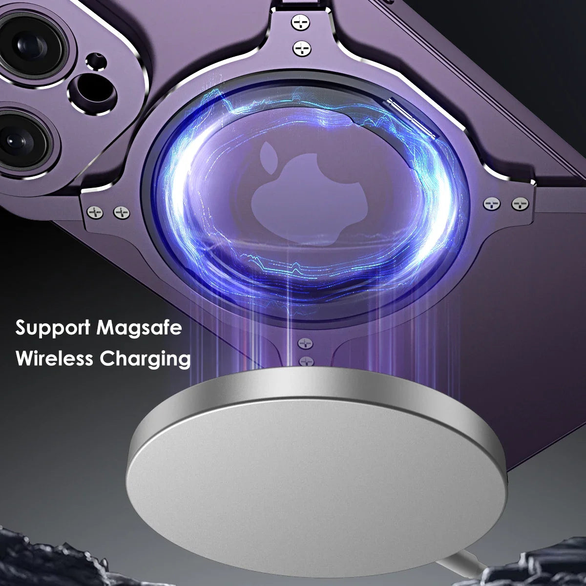 360° Stand Metal Rimless Magnetic Phone Case For iPhone 13 14 15 Pro Max Metal Bumper Lens Protection Metal Skeleton Phone Cover