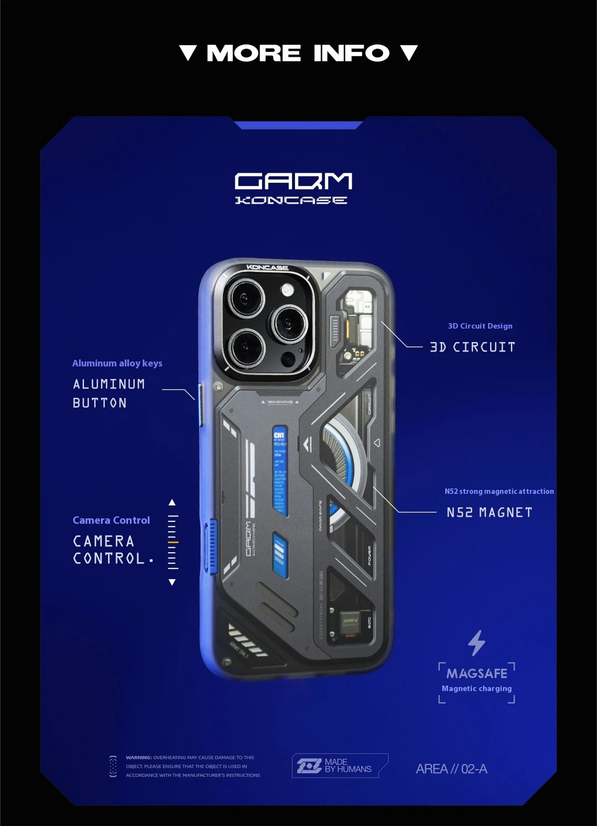 Koncase Phone Case Magnet Magnetic Anti-Drop Tpu Metal Lens Ring Aluminum Buttom N52 Phone Cover For iPhone 16 Pro Max Custom - Caseverse