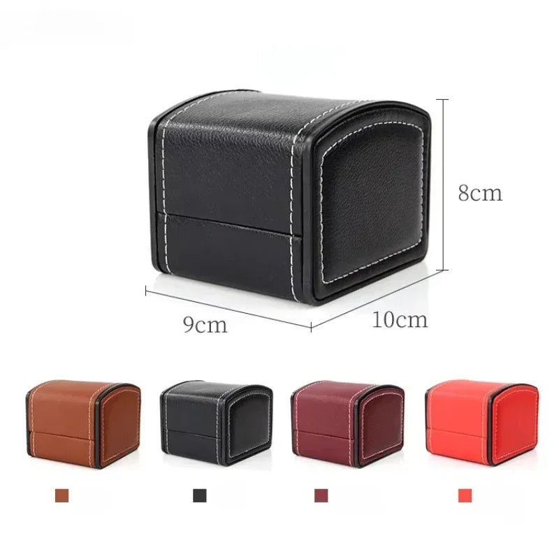 Oval Black Brown Green Single Pillow PU Leather Wristwatch Display Watch Case Organizer for Men Clamshell PU Leather Watch Case