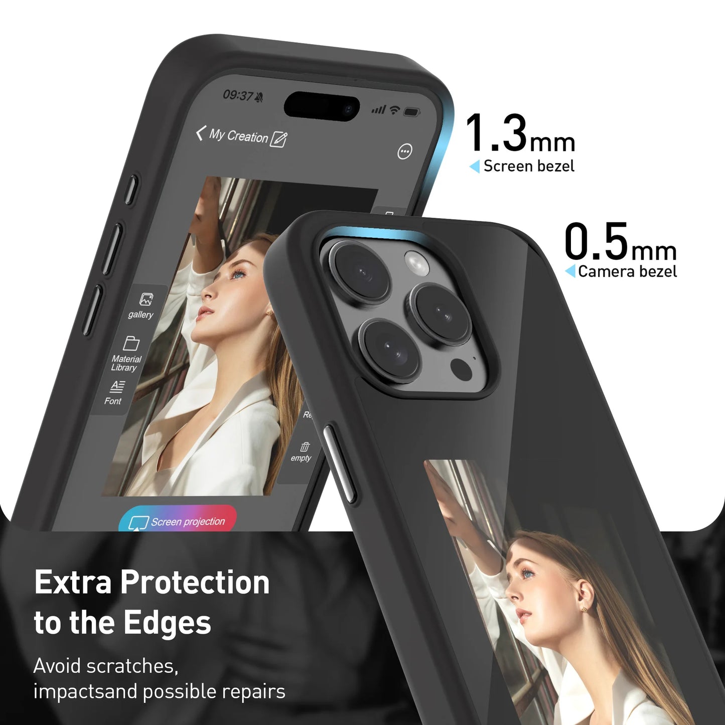 NFC Function Smart Phone Cases For iphone 16 15 14 13 Pro Max ink Screen DIY Wireless Transmission Screen Projection Phone Case - Caseverse