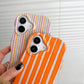 Fashion 2 in 1 Glossy Stripes Phone Case for iPhone 13 14 15 16 Pro Max Wave Edges Comfortable Touch Hard Slim Back Cover Shell