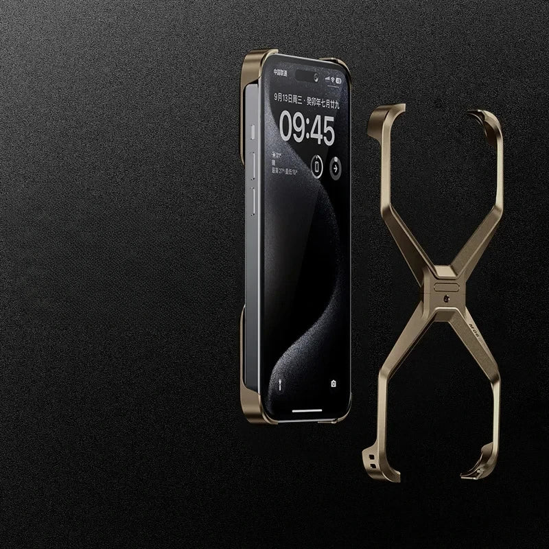 Aluminum Alloy X-shaped Metal Frame  Phone Case for IPhone 16 15 Pro Max 14 13 Military Grade Drop Protection Cover - Caseverse