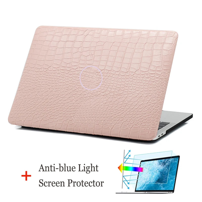 Laptop Case for Macbook Air 15 13 M2 Chip Leather Cover for A2941 A2681 A2338 M1 Pro14 2021 2023 M3 Crocodile Pattern Skin Shell