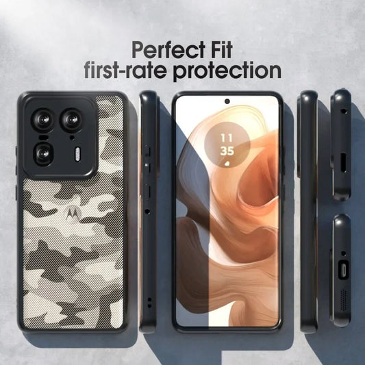 IBMRS for Motorola Edge 50 Ultra Case,(Military-Grade Protection) Shockproof Translucent  Phone Case(Camo Black)