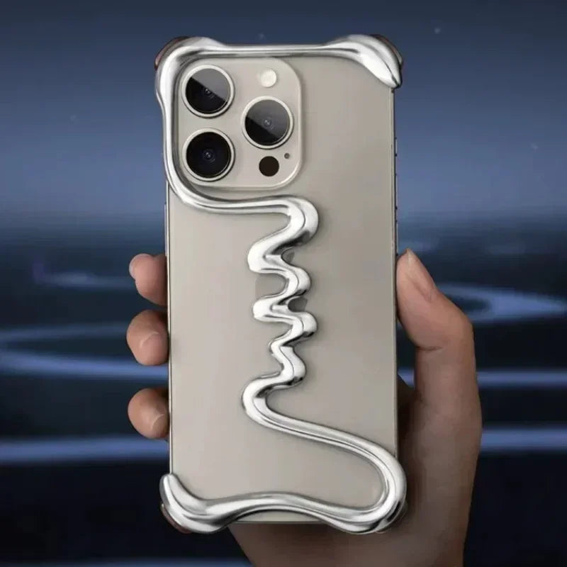 iPhone Phone Case Metal 3D Hollow Case For iPhone16 ProMax 14 15 Pro 16Plus  Aluminum Alloy Track Shell Air Bag Shockproof Cover