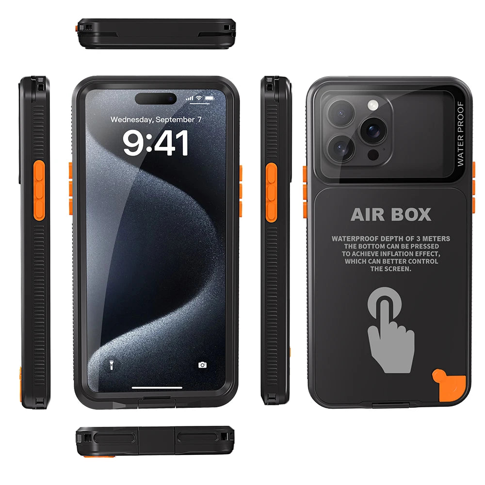 IP68 Waterproof Case For iphone 15 Pro Max Case 14 Plus 12 13 Underwater Full Sealing Cover Shockproof Built-in Screen Protector - Caseverse