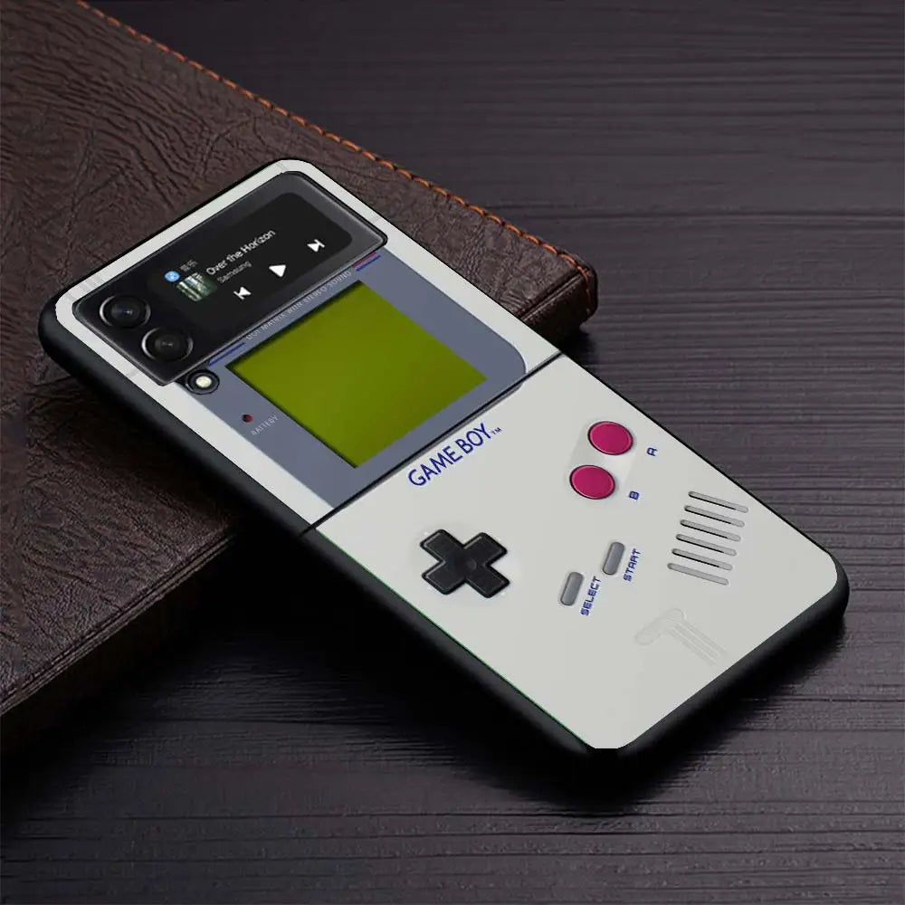 Gameboy Boy Game Phone Case for Samsung Galaxy Z Flip6 5G Flip4 Flip5 Flip3 Black Cover Z Flip 6 5 4 3 PC Shell Coque Galaxy Z F - Caseverse