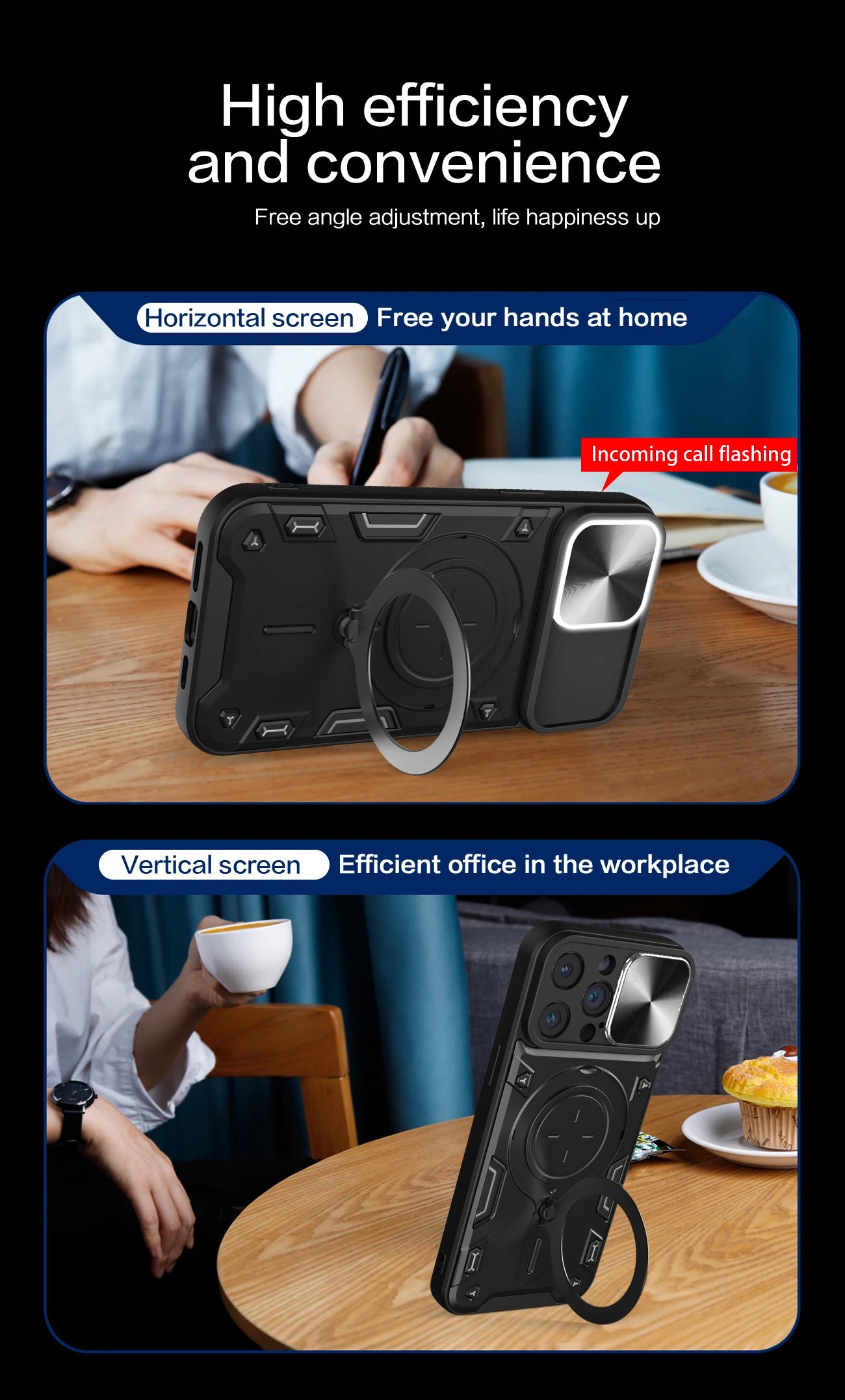 Phone Case Shell For iPhone 11 Pro Max 12 Pro Max Built in Kickstand Protective Military Grade Drop Tested Back Cover - Caseverse