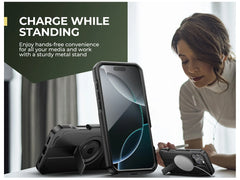 For iPhone 16 Pro Max Rugged Armor Shockproof Case with Built-in Sliding Camera Cover and Built-in Screen Protector Kickstand
