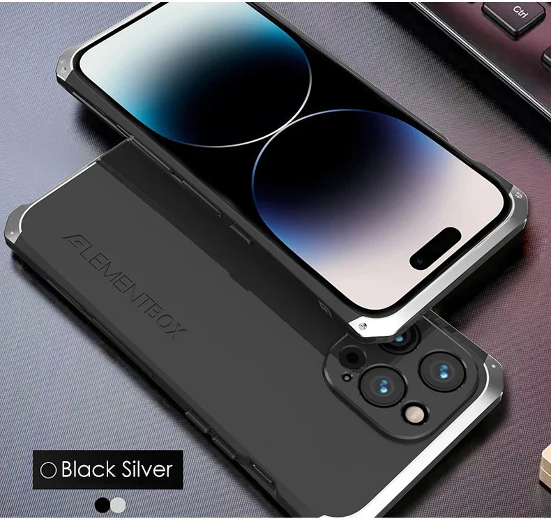 Metal Frame PC Phone Case for IPhone 13 12 14 15 Pro Max Aluminum Anti-collision Strip Silica Gel Back Cover for IPHON 15 Promax