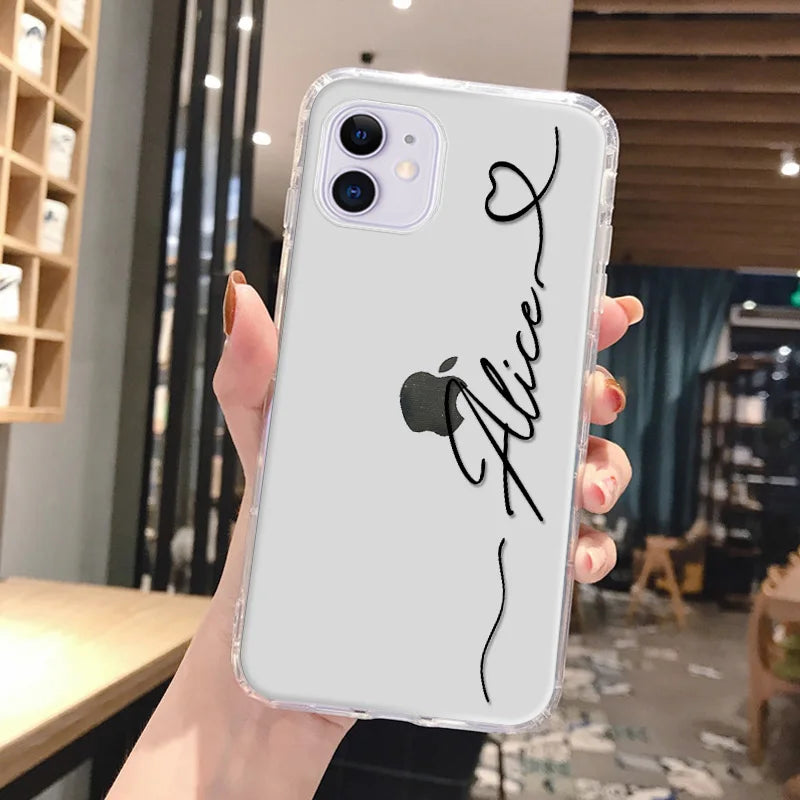 Personalized Custom Name Phone Case For iPhone 13 12 11 14 15 16 pro 16 14 15 Plus Xs MAX XR 12 13 Mini Clear Cover Capa Fundas - Caseverse