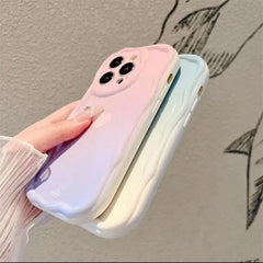 Gradient Love Heart Wavy Phone Case For IPhone 16 15 Pro Max 14 11 13 12 Mini XR 8 7 Plus X XS SE 2022 Clear Soft Silicone Cover