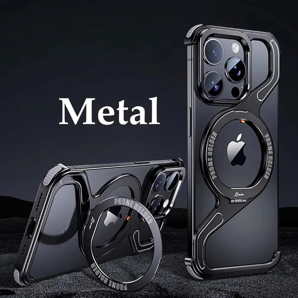 Shockproof Phone Case Z Shape Metal Frame for iPhone 16 Pro 15 14 13 Pro Max Plus Full Aluminium Alloy Magnetic Bracket Cases