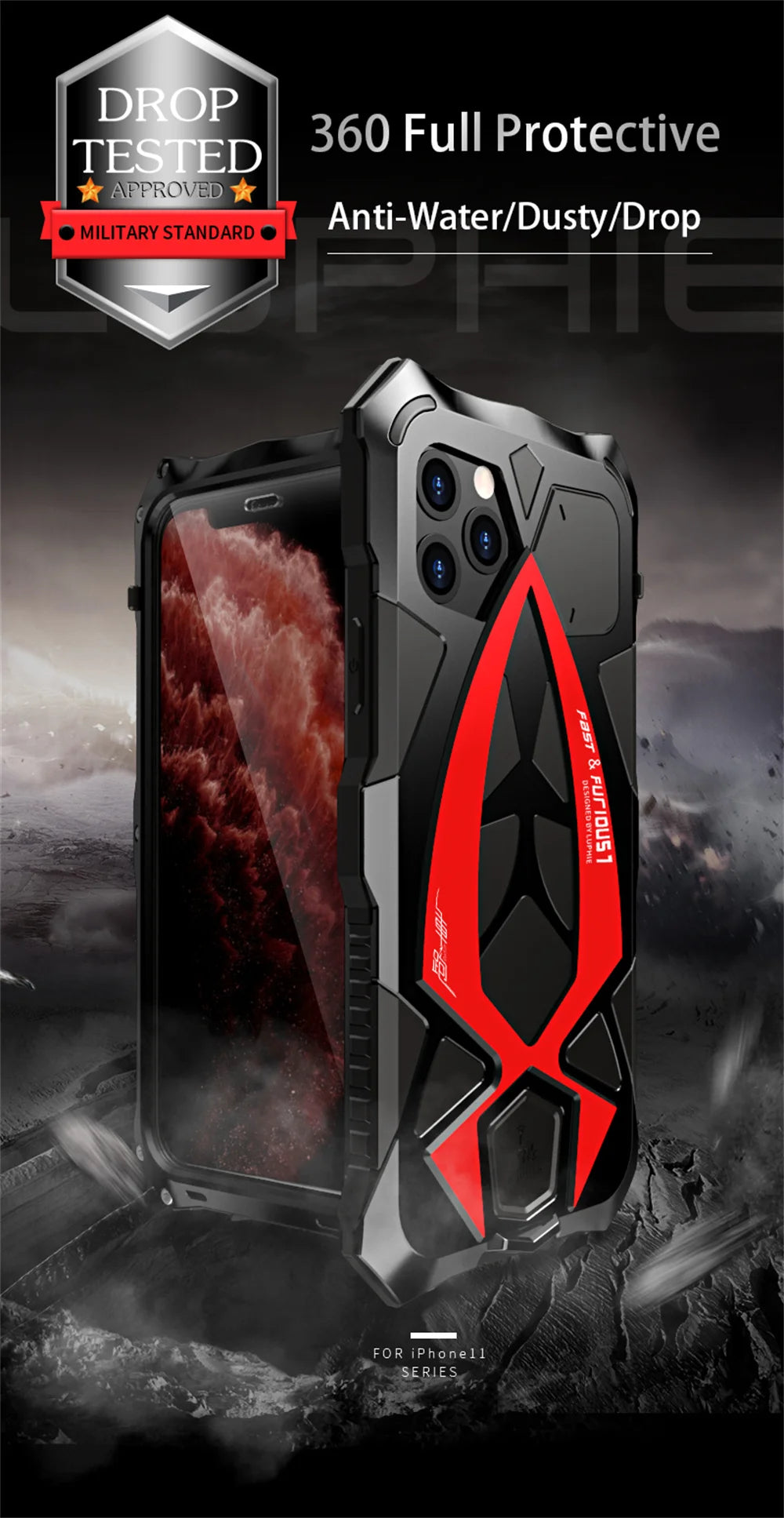 Luphie Rugged Phone Case Military Grade Armor Shell For iPhone 15 14 13 Pro Max Shockproof Metal Fundas - Caseverse