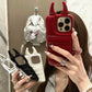 Soft Cute 3D Phone Case for IPhone15 14 13 12ProMax Anti-drop Patent Leather Down Three-dimensional Horn Shockproof Cover Cases - Caseverse
