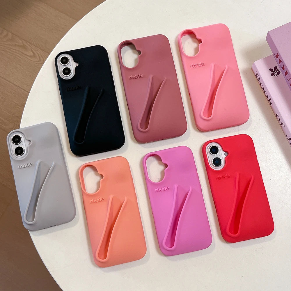 Lipstick Soft Silicone DIY Rhode Phone Case For iPhone 16 15 14 13 12 11 Pro Max Plus Portable Lip Gloss Holder Ins Hot Cover - Caseverse