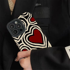 Fashion Romantic Love Hearts Phone Case For iPhone 13 16 14 15 Pro Max Plus 11 12 Mini XS X XR Soft Silicone Stripes Back Cover