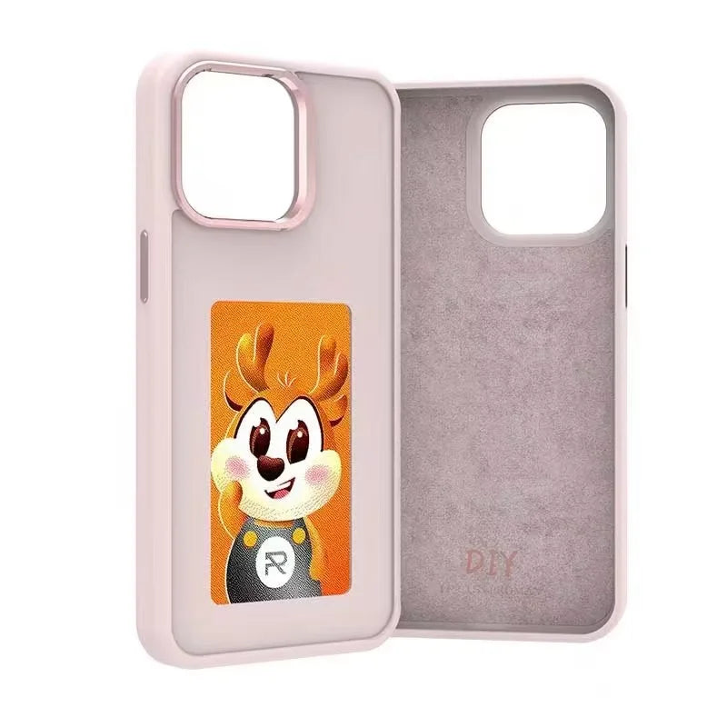 New-tech NFC Function Phone Case For Iphone 15 14 13 Pro Max DIY Cases E-Ink Screen Phone Cover Cartoon Girl Fundas Battery Free - Caseverse