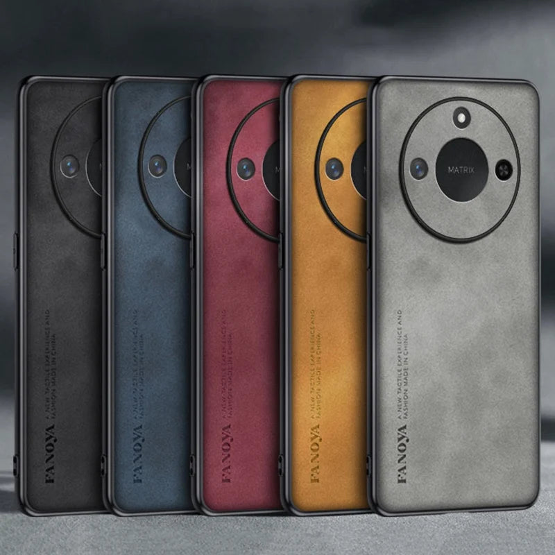 For Honor X9C Smart Case Luxury PU Leather Phone Case For Honor X9C Smart Back Cover Matte Silicone Shockproof Full Protection - Caseverse
