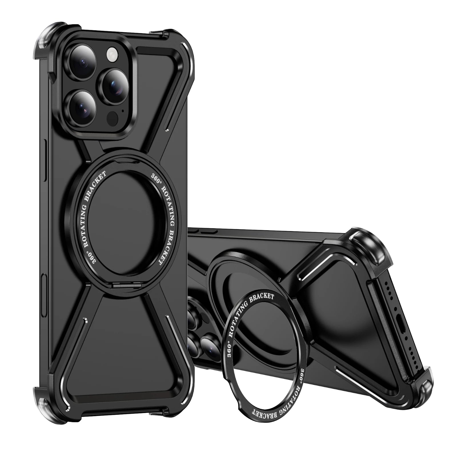 Aluminum Alloy Military armor Rimless Magnetic Phone Case For iphone 16 13 14 15 Plus Pro Max 16E E Metal Airbag protection case - Caseverse