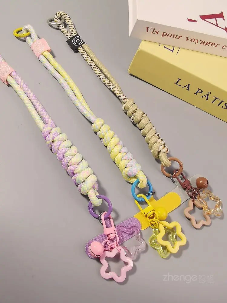 Mobile Phone Lanyard Wrist Short Ins Two Strands Woven Strong Men And Women Outdoor Travel Small Fresh Lanyard Shell Anti-Theft