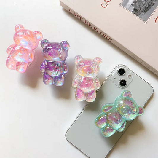 Korea 3D Cute Bear Laser Phone Holder Grip Tok Cell Phone Accessories Griptok Korean Stand Pop Universal Bracket MOBILE HOLDER