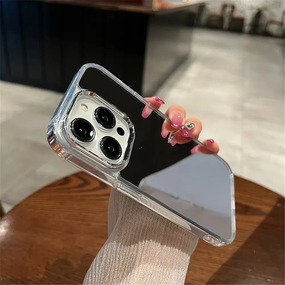 Luxury Acrylic Makeup Mirror Phone Case For iPhone 16 15 14 13 12 11 Pro Max XS X XR Plating Shockproof Back Cases Cover