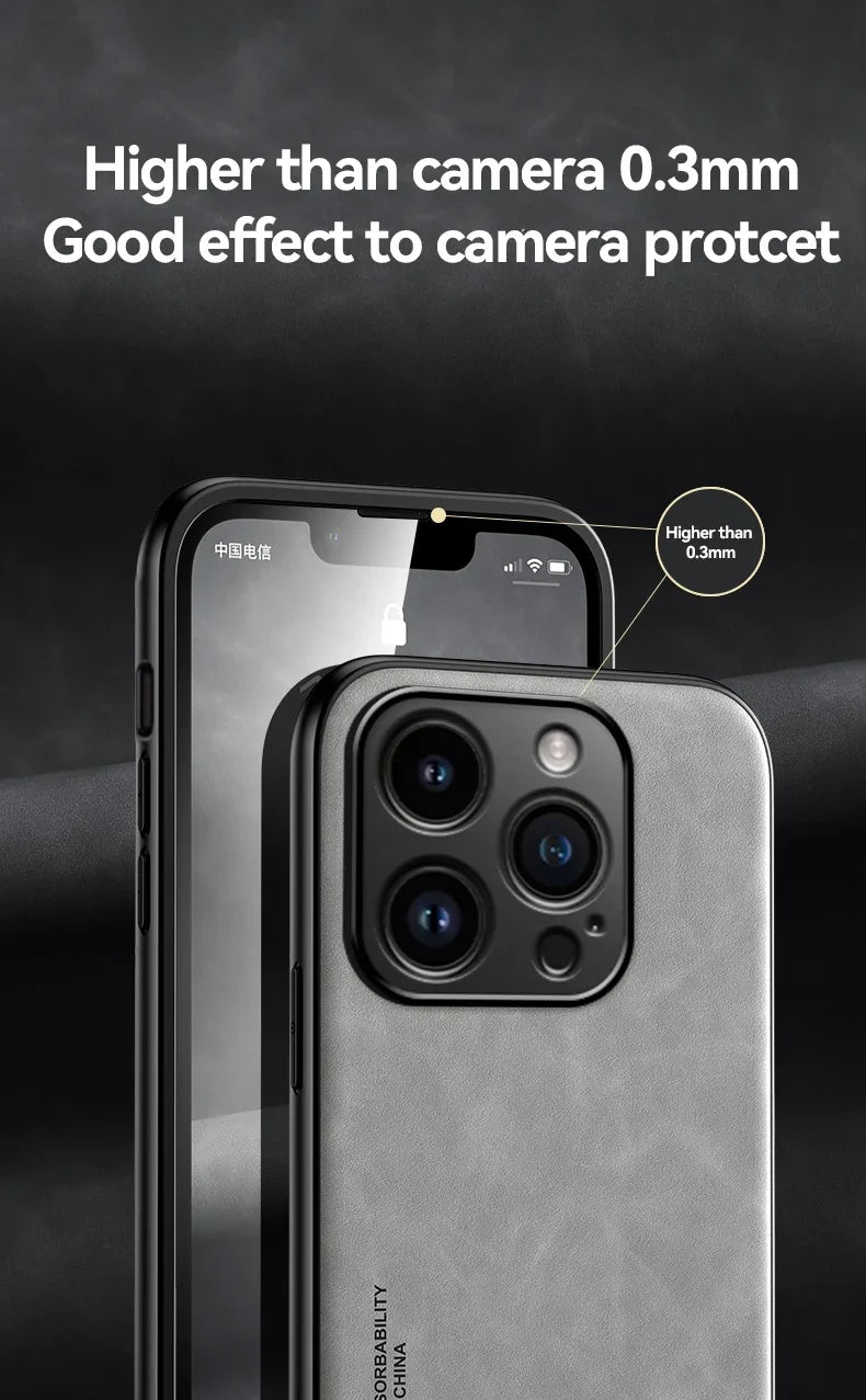 Luxury Leather Case For iPhone 17 16 16e 15 14 13 12 11 Pro Max Plus 12 13 Mini SE 8 7 Cover With Metal Plate Support Car Hold