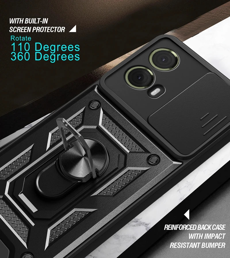 Shockproof Military Grade Armor Case For Moto G85 G75 G55 G45 G35 G15 G05 5G Magnetic Holder Ring Protect Cover - Caseverse
