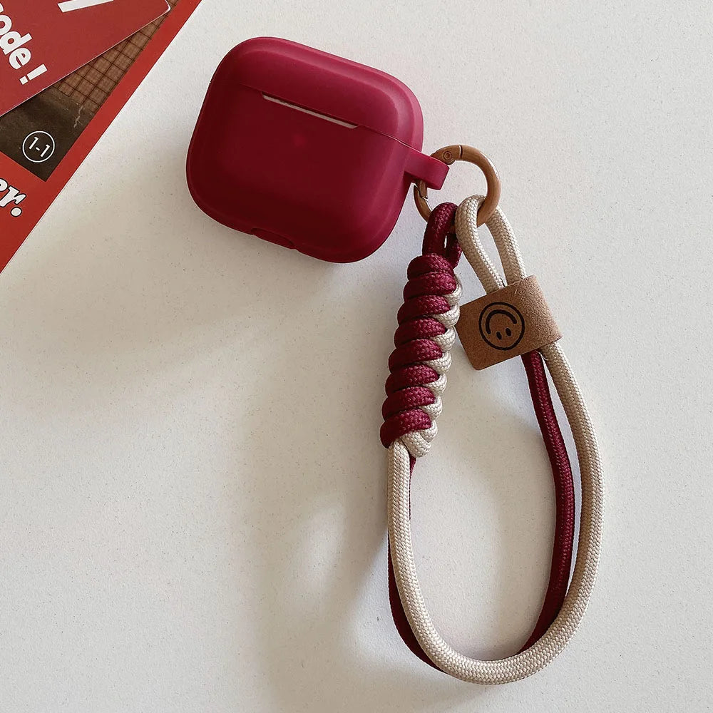 Simple Soft Silicone with Smile Hand Strap Earphone Case For Apple Airpods 4 1 2 Pro 3 Funda Wireless Bluetooth Protective Cover