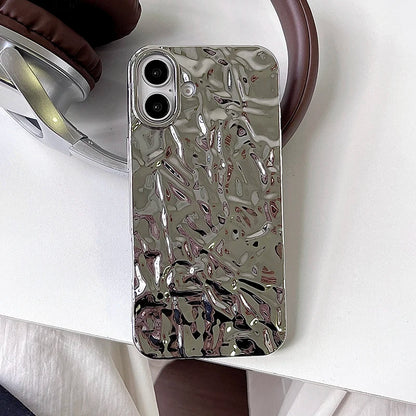 Stylish Metal Color Silver Meteorite Texture Case For iPhone 16 Pro Max 15 14 13 12 11 16 plus Soft TPU Anti-knock Cover