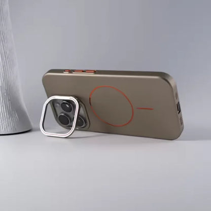 Stylish Camera Lens Holder Magnetic Magsafe Phone Case for IPhone 16 15 14 Pro Max Wireless Charging Matte Shockproof Hard Cover