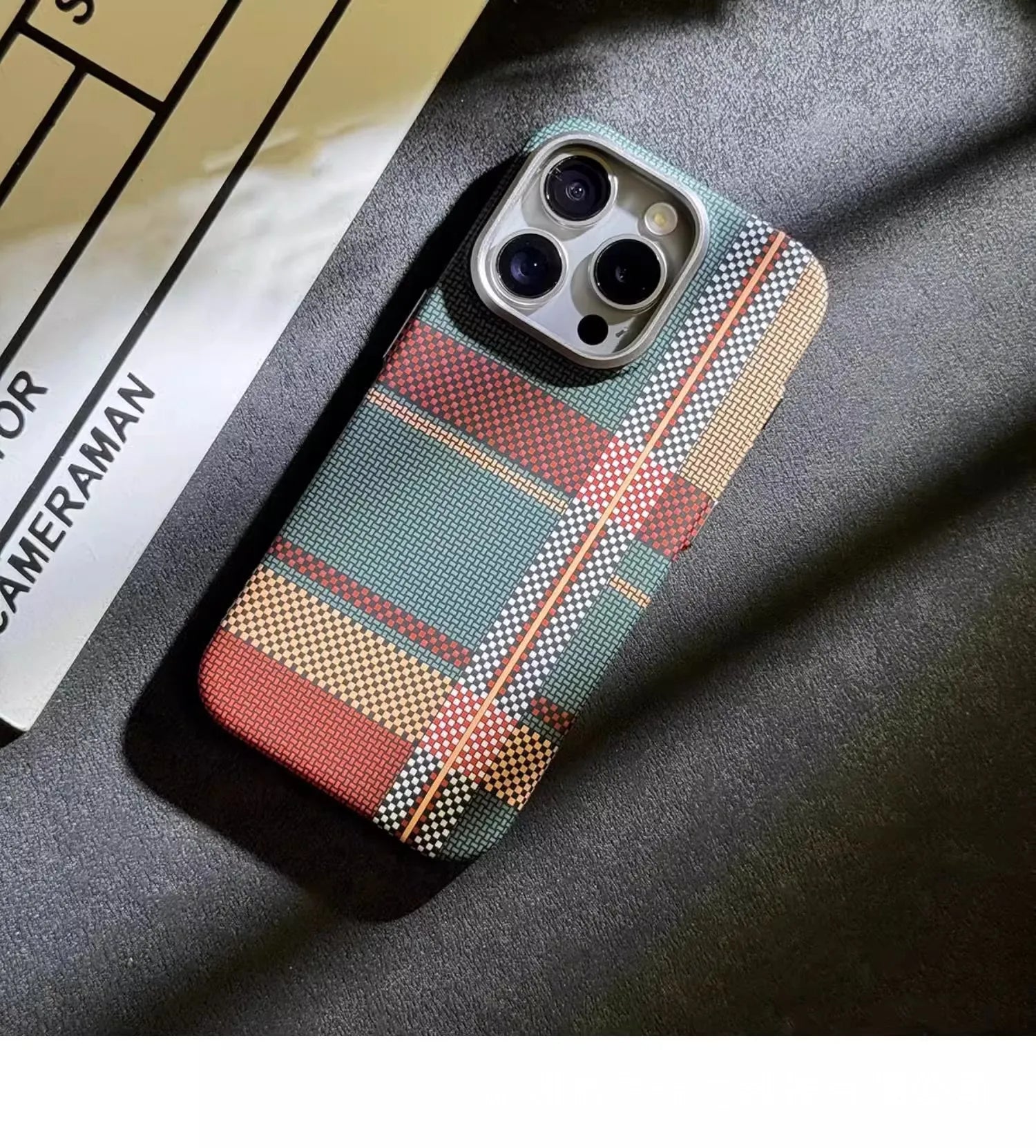 Magnetic Kevlar Carbon Fiber Pattern For iPhone 16Pro 15 Pro Max 14 13 12 Pro Plaid Personalized Phone Case For 12 13 14 Pro Max - Caseverse
