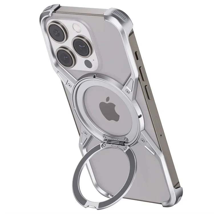 Metal Frameless Magsafe Magnetic Holder Phone Case For iPhone 16 15 14 13 Pro Max 16promax Aluminum Alloy Frame Shockproof Cover