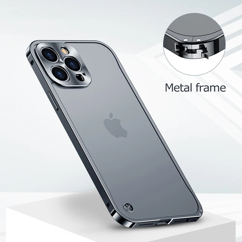 Metal Phone Cases For IPhone 12 13 14 15 16 Pro Max Plus Cover Magnetic Aluminum Frame Phone Shell For Iphone 13 Mini 14 15 Plus