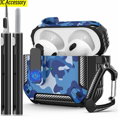 New for AirPods 3rd Gen Case Cover with Cleaner Kit Carbon fiber switch headphone case for Apple AirPods 3 2021 Charging Cases
