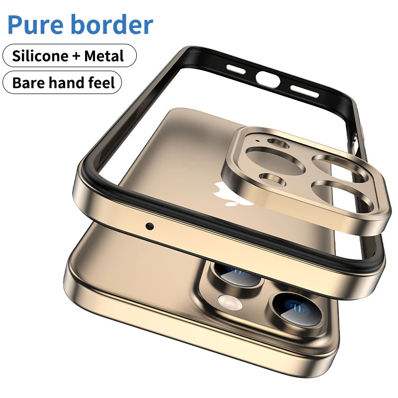 Hybrid Silicone Frame Aluminum Metal Phone Case For iPhone 16 Pro Max 16 Plus 16promax 16pro 16plus Better Heat Bumper